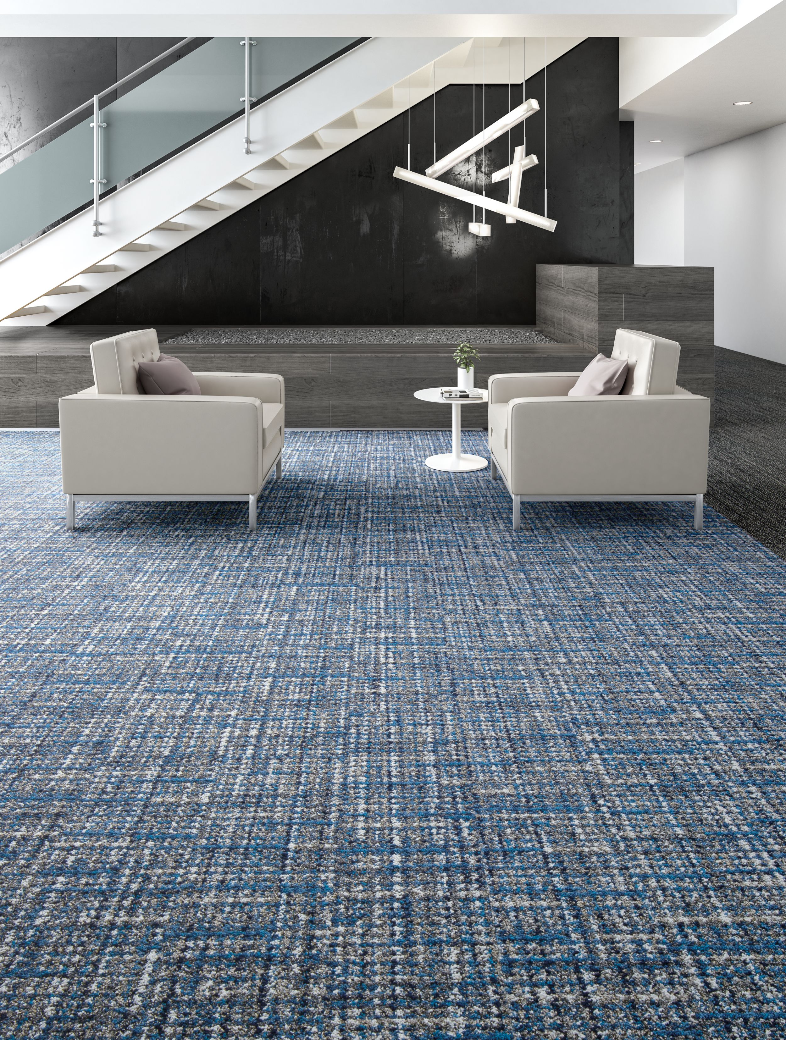 Interface WW895 plank carpet tile in lobby area with couches and side table  número de imagen 8
